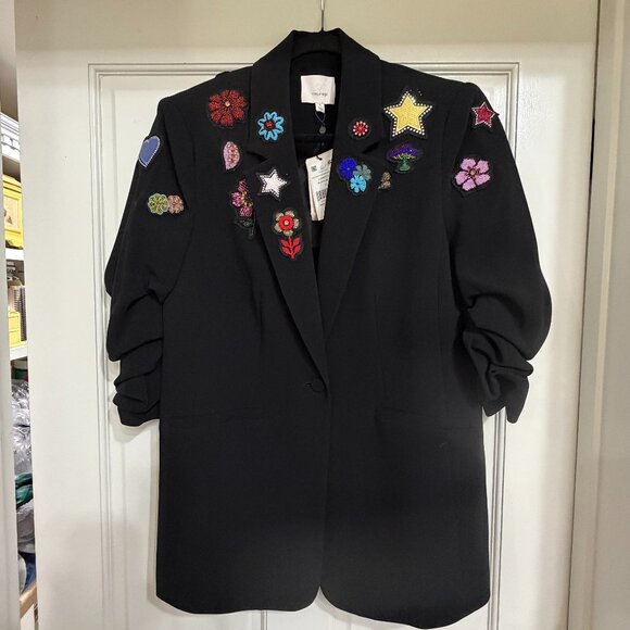cinq a sept Jackets & Blazers - NWT $495 Cinq a Sept Black Jacket w Multicolored beads and Rhinestones sz 8